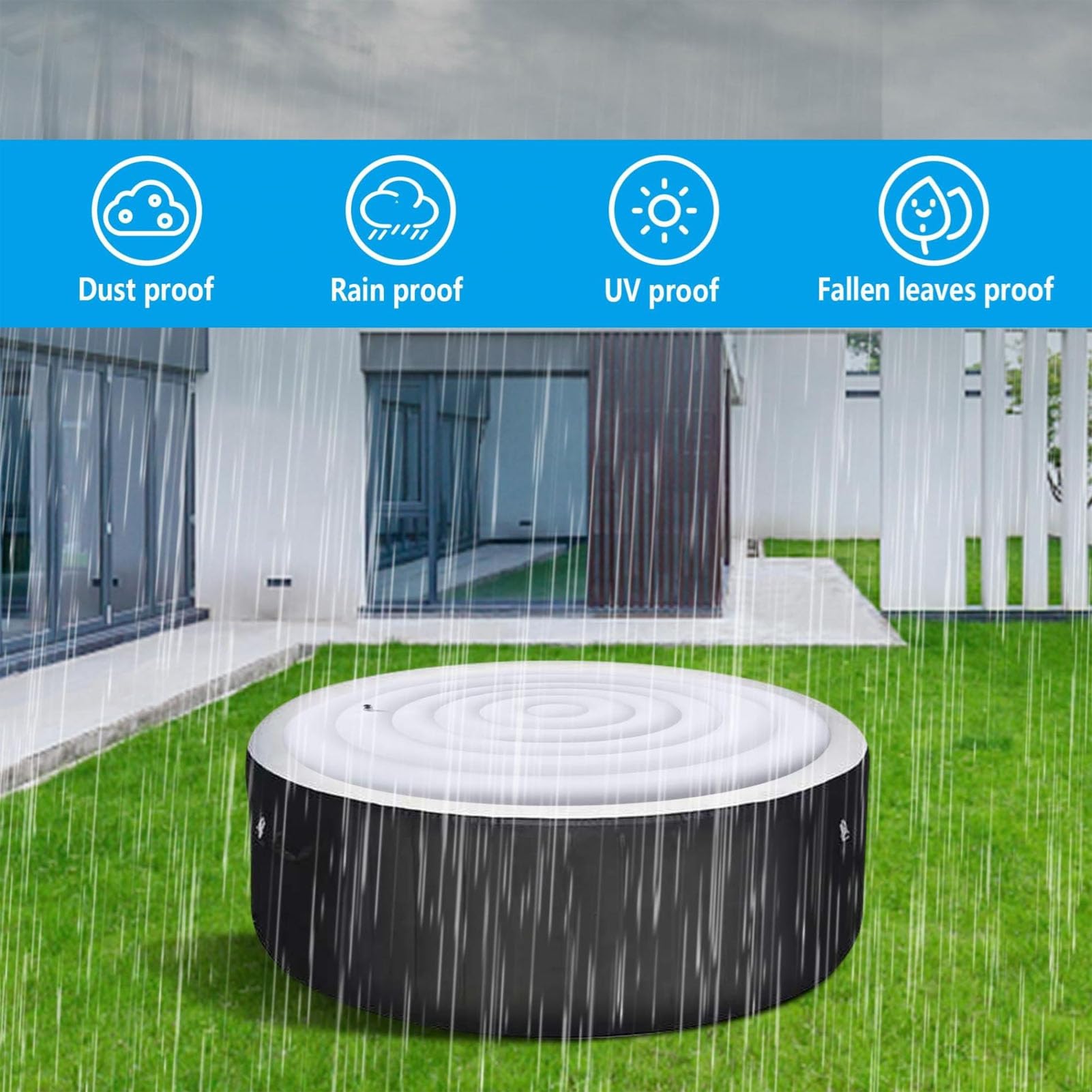 Dioche Couvercle Gonflable de 140cm Couverture Gonflable de Spa de 4,5 Pieds - Couvercle Pliable à économie d'énergie pour Spas Gonflables Extérieurs Ronds - Rétention de Chaleur et Facile