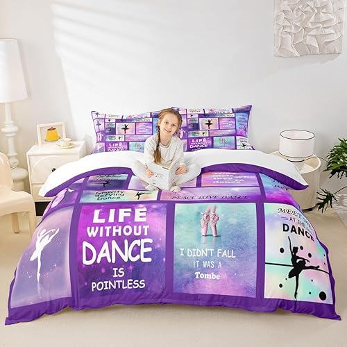 Miniatura 27 de Juego de funda de edredón para amantes de la gimnasia, tamaño Queen, silueta de gimnasta, juego de ropa de cama rosa para niños, adolescentes y