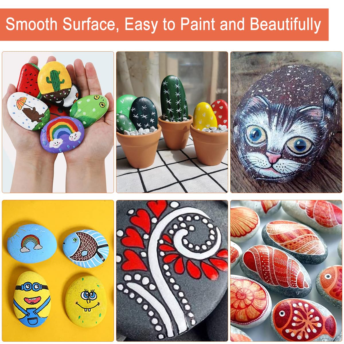 Sassi Da Dipingere 8 Pezzi - Ciottoli Naturali 5-8 Cm Per Arte Fai Da Te E Decorazione - Foto 2