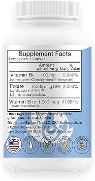 Vitamin B6 Complex B9 Folate & Vitamin B12-100 Capsules