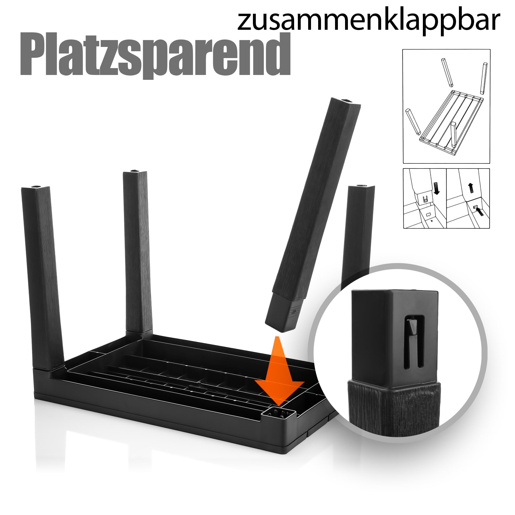 BigDean Garten Beistelltisch in Schwarz wetterfester Campingtisch | für In – und Outdoor geeignet – Kunststoff Esstisch Gartentisch Balkontisch – Made in Europa