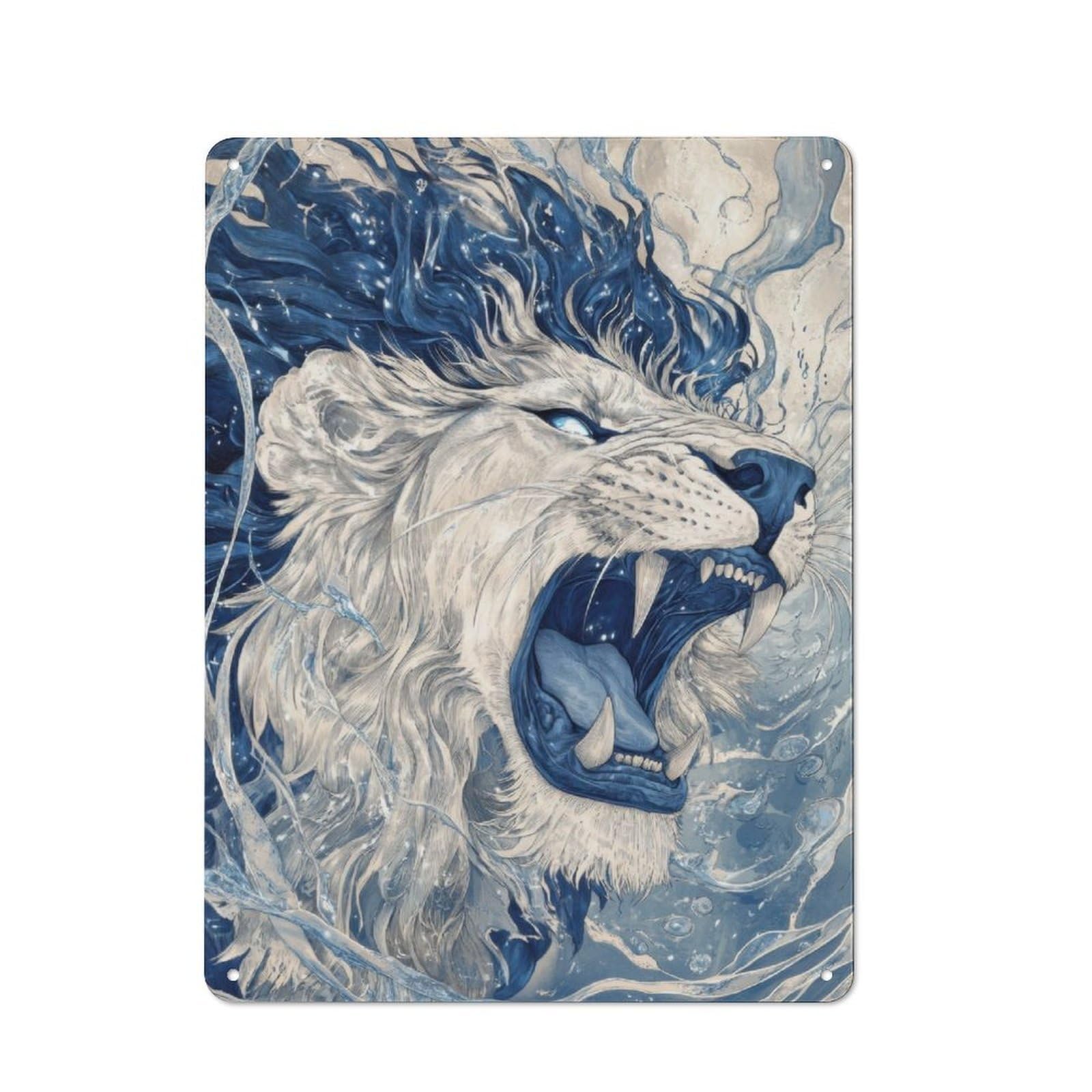 Clean Industrial Roar of The Lion Decorative Metal Plaque 40x30cm, Loft Wall Plaque for Modern Home, Workshop, Office Or Cafe
