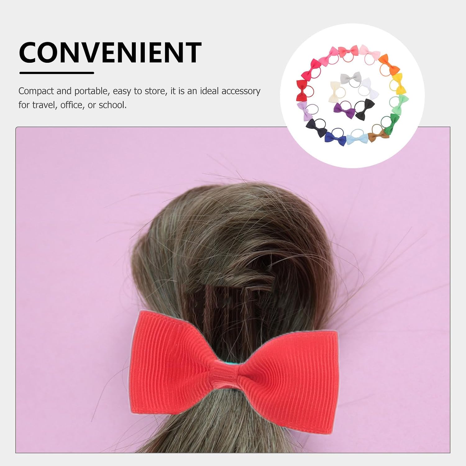 Veemoon 80pcs Bowknot Hair Ties, Soft Cloth Elastic Ponytail Holders with Comfortable Fit and Secure Hairstyles, Hair Accessories for School and Travel