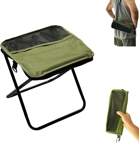 Taburete de campamento, taburete plegable portátil, sillas de bolsillo para adultos con bolsa de transporte, mini silla plegable, carga de peso de