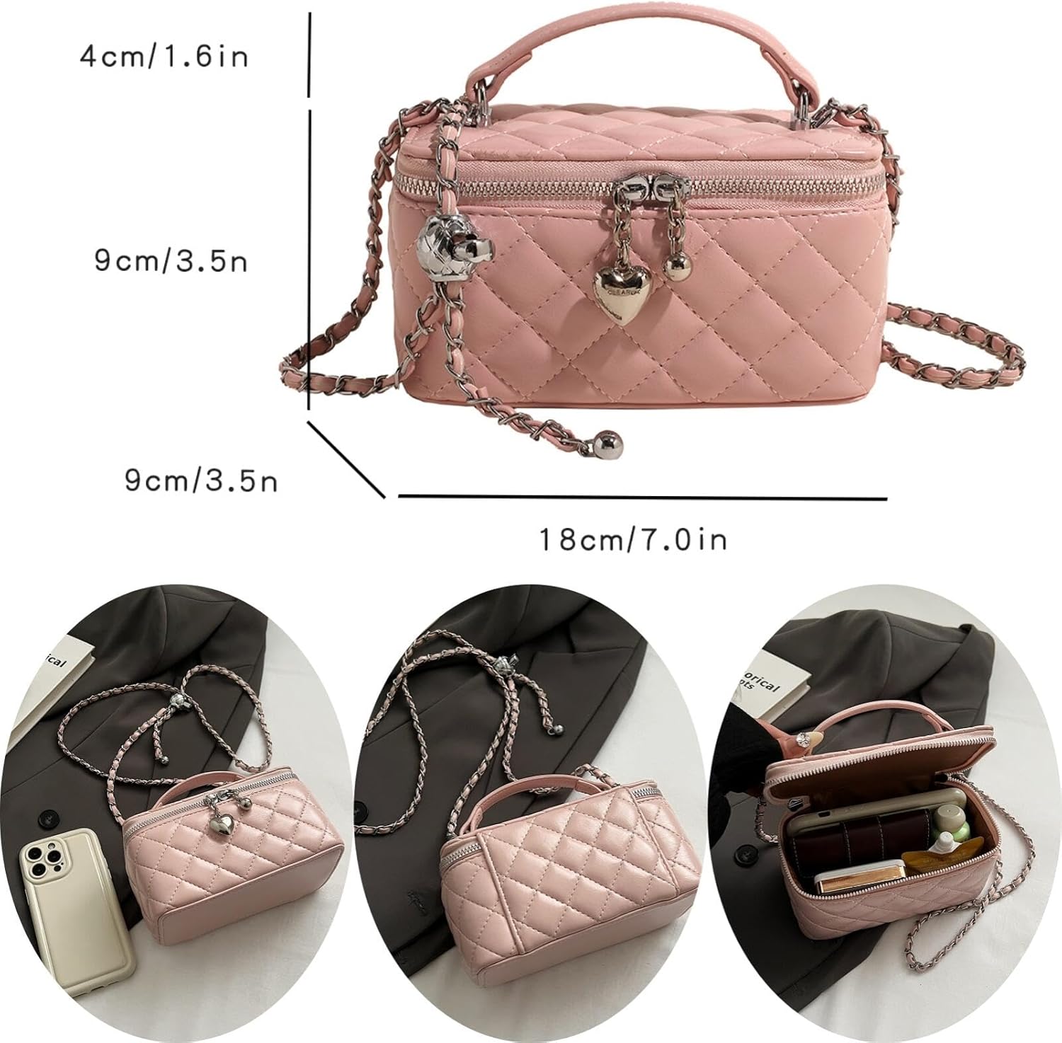 Box Square Handbag Purse for Women Chain Designer Crossbody Shoulder Bag Mini Top-Handle Pouch - Image 6