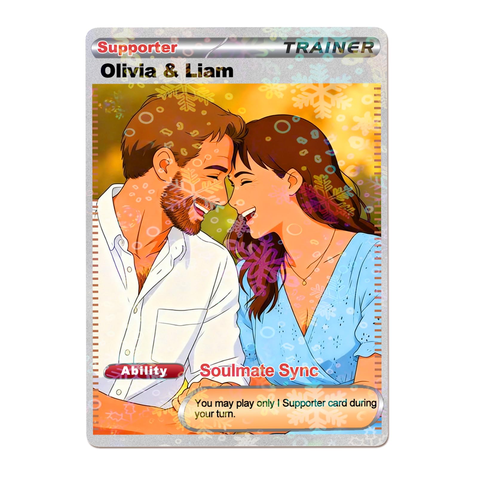 Custom Poke Card with Photo for Couples Personalised Trainer or Character Cards, Customisable Poke Portriat Card with Name Stats Text for Birthday Anniversary Valentines Gifts for Him Her