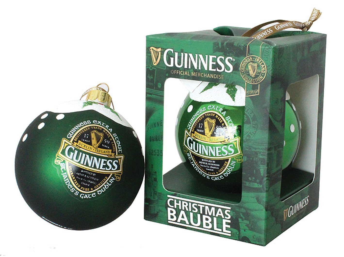 Guinness Official Ireland Collection Bauble With Extra Stout Label Design