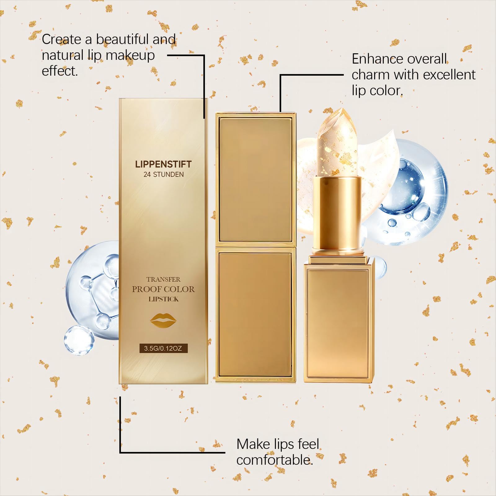 PH-regulierender Lippenstift Für Reife Frauen, Farbwechsel Von Transparent Zu Roségoldener Folie, Feuchtigkeitsspendende Und Langanhaltende Lippenpflege (5pcs)