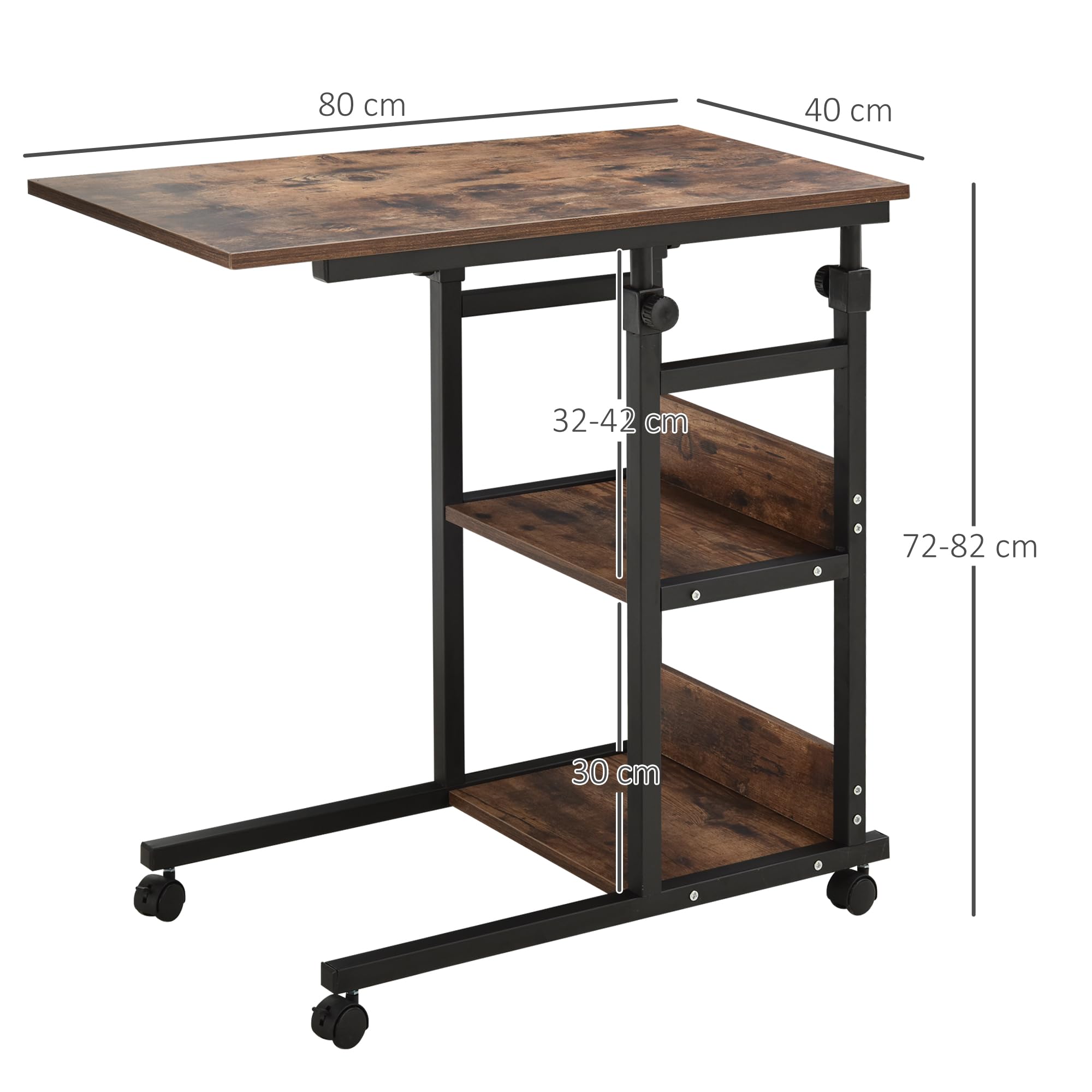 HOMCOM Table 3 Niveaux C roulante canapé Hauteur réglable