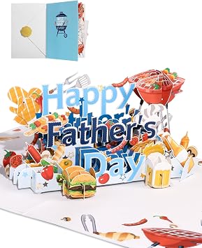 Fathers Day Pop Up Card - Funny Happy Fathers Day 3D Greeting Card with Envelope and Blank Note for Dad Husband Stepdad Papa Him, from Son Wife Daughter Kids, Best Flippin Dad Ever