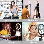 elitehood 12’’ Ring Light for iPad, LED Ring Light with Tripod Stand, Dimmable Makeup Light, YouTube Equipment, Selfie Circle Light with Phone Holder, Ringlight and Stand for Video/Photography/VLOG