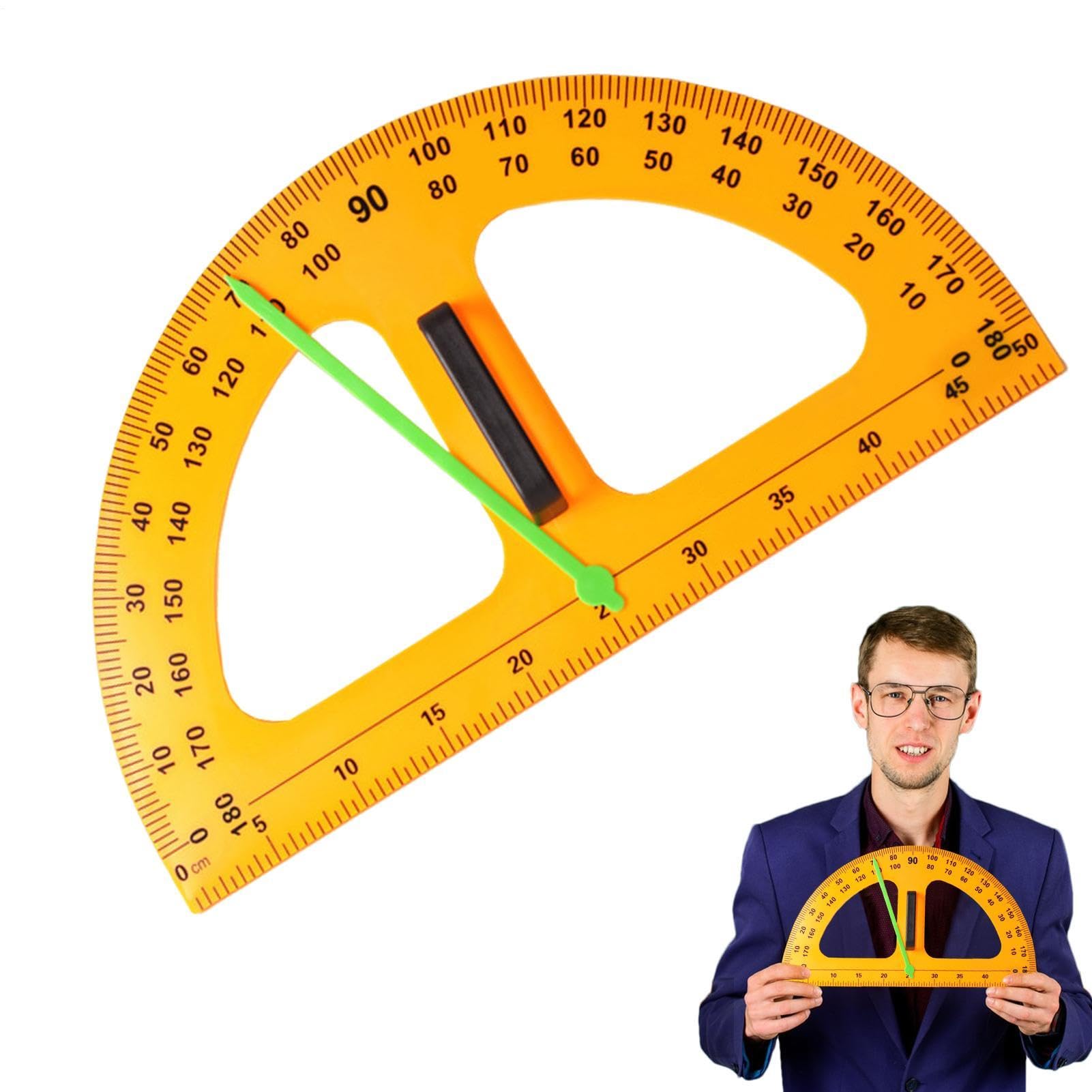 Medidor de ángulo: 45,5 x 25 x 2 cm, pieza de ABS, puntero digital | magnético de 50 cm, brújula educativa compatible con pizarra blanca con mango, regla de medición de geometría matemática