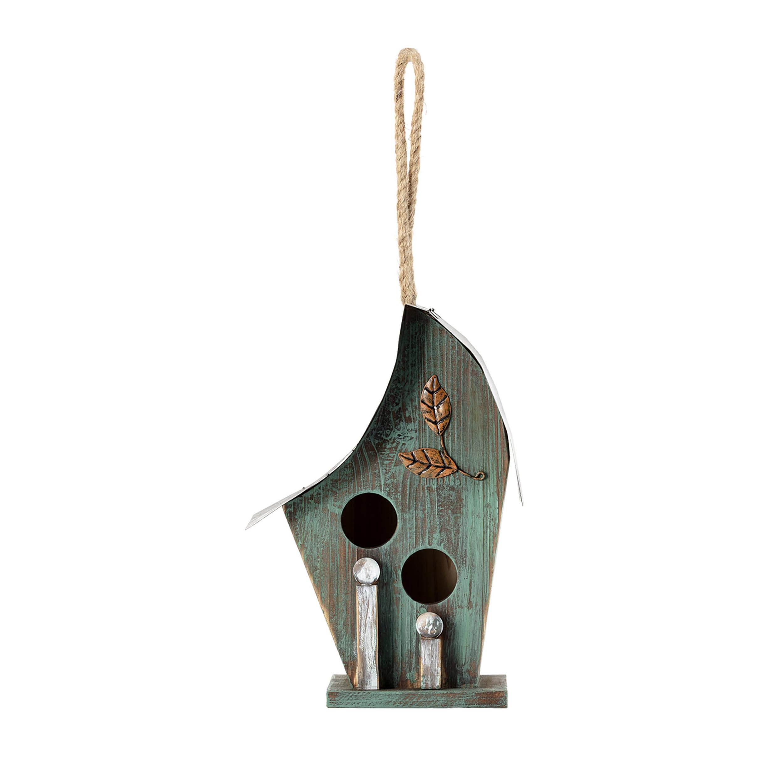 Nichoir en bois Alpine Artful turquoise 30,5 cm haute finition