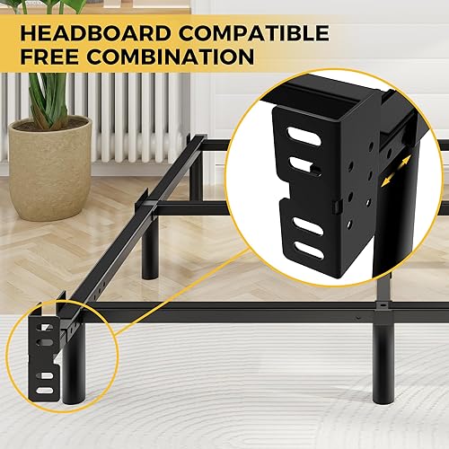 Miniatura 7 de Marco de Cama Tamaño Full, Marco de Cama de Metal Basics de 7 Pulgadas, Base Resistente de 9 Patas para Somier y Colchón, Sin Ruido, Fácil Montaje,