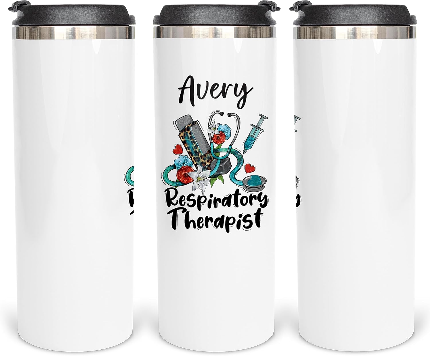 Respiratory Therapist Skinny 14oz Sublimation Coffee Tumbler, Gift for Future RT, Respiratory Practitioner, Stainless Steel Gift for Grad Student, Birthday Cup for Her, Vacuum Insulated Mug