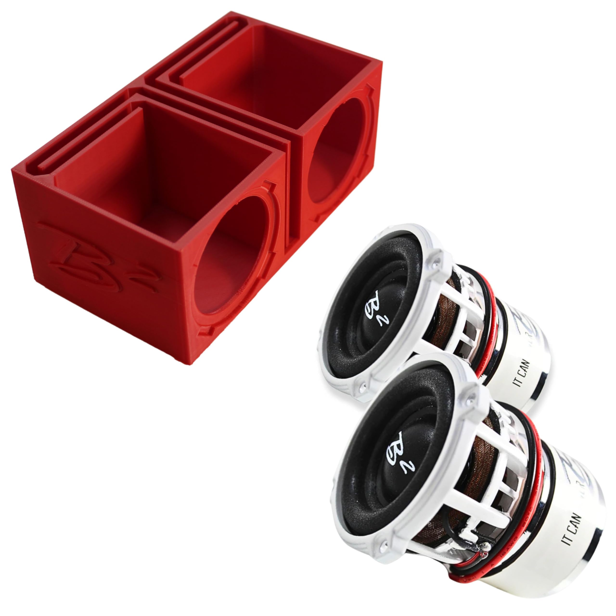 Dual Ported Subwoofer Box Enclosure w/2x B2 Audio Rampage RC2 2" Mini Subwoofers (B2-DUALVRC2-WT-PKG)