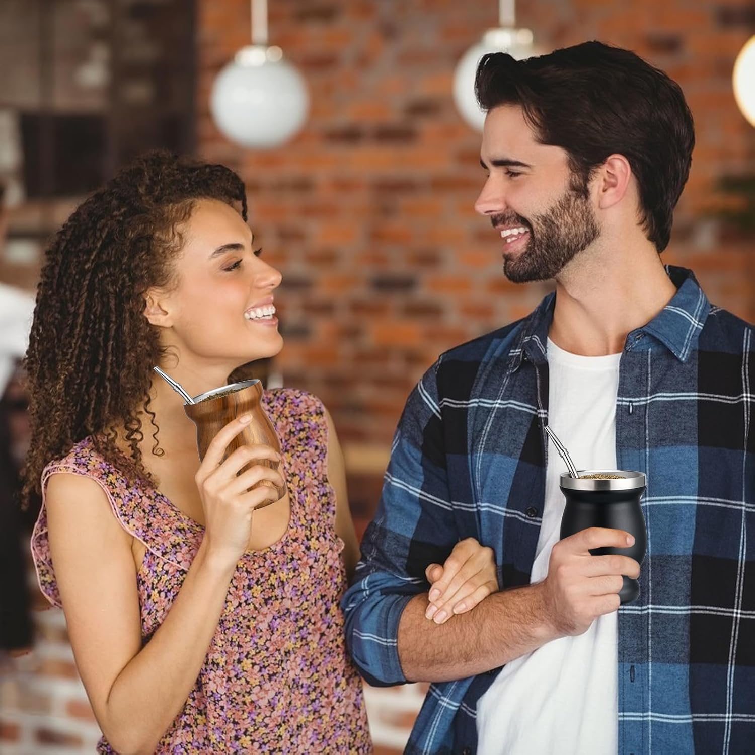 8oz Yerba Mate Cup, 304 Stainless Steel Double-Wall Mate Cup, Heat Insulation Yerba Mate Gourd, Tea Cup Set Includes Cleaning Brush & 2 Bombillas (Marble) - Image 6