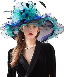 ORIDOOR Women Hats Headband Hairpin Organza Fascinator Church Hat Floral Tea Party Wedding Hat