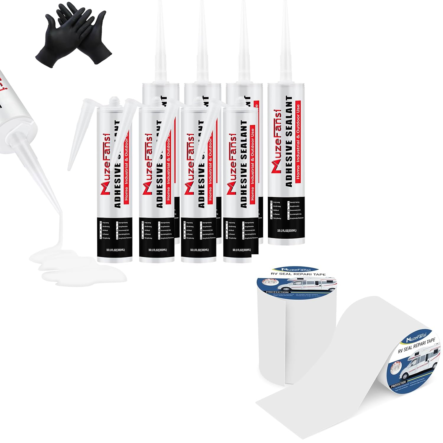 RV Roof Tape 6 Inch X 50 Feet 2Pack,and 2Pack Self-Leveling Lap Sealant for RV Roofs