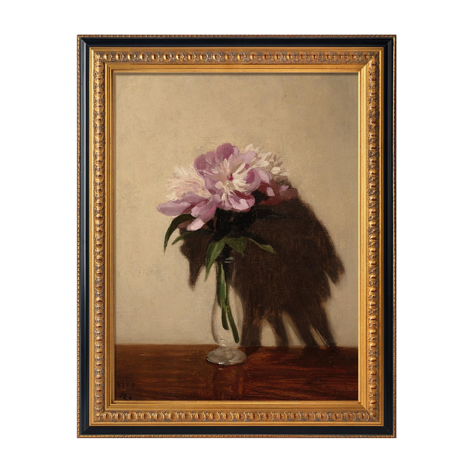 Finished Ornate Frame for 8x10 Canvas Paintings, Antique Black and Gold Canvas Frame for Oil Painting Art Prints, Wood Frame for Home Living Room Wall Decor (Empty Frame, No Backboard)