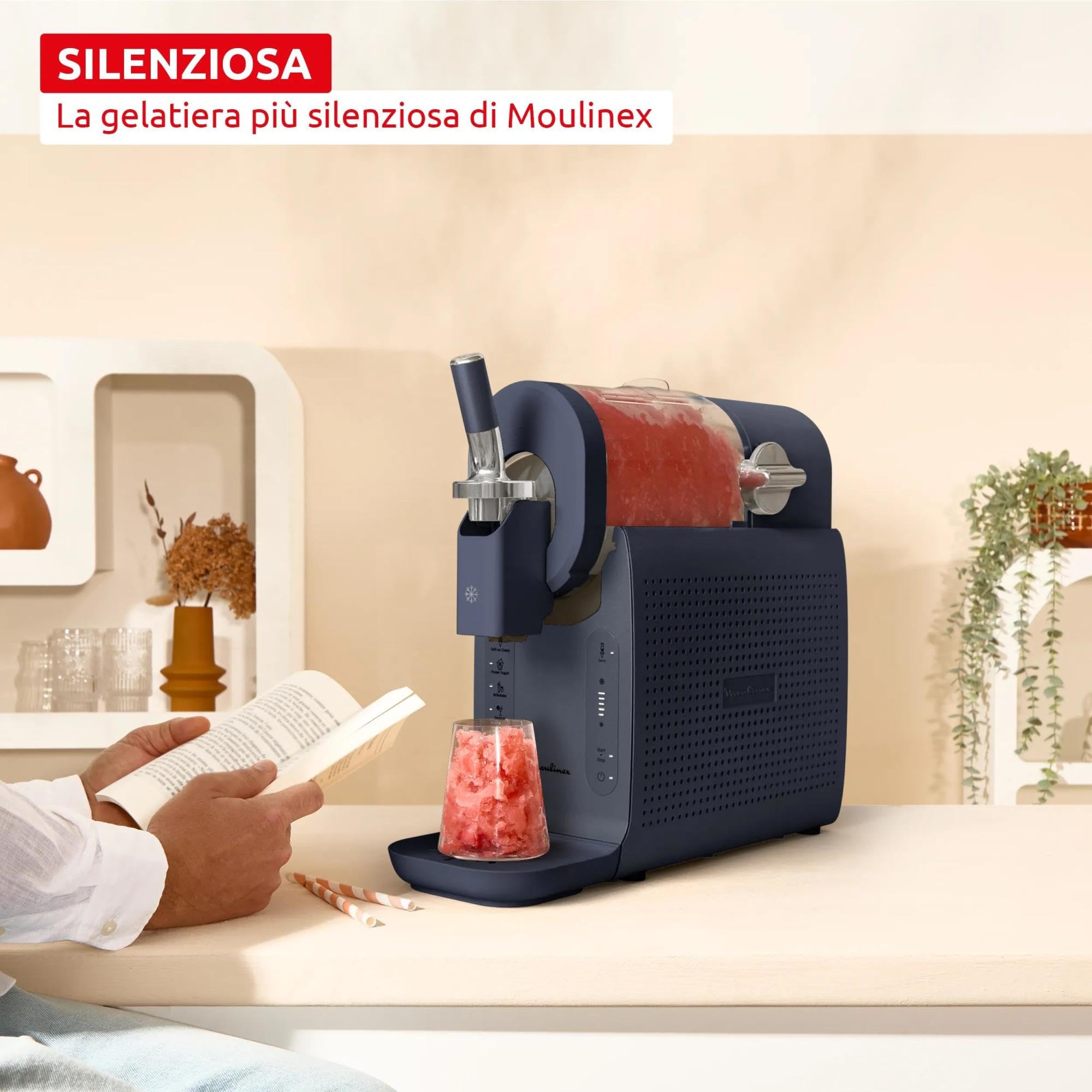 Moulinex Freezi, Gelatiera e Macchina per Bevande Ghiacciate 16-in-1, Golosità Gelate all'Istante, Facile da Usare, Capacità Ampia, MJ8024F0