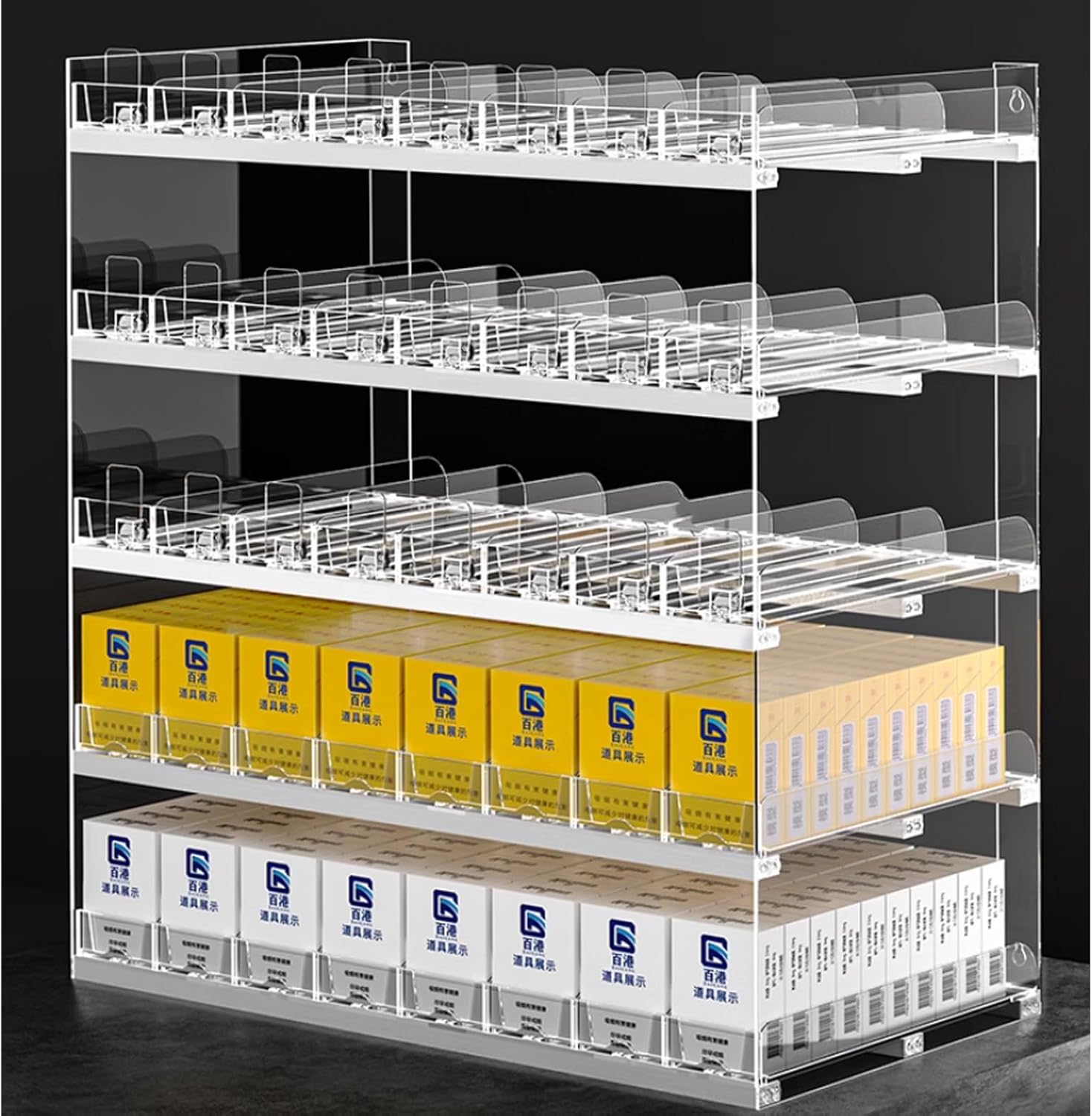6 storeys Cigarette Display Holder - 10 Pack Automatic Pusher Acrylic Tobacco Display Stand Rack,Wall Mounted & Countertop Display Holder For Retail Stores Shops