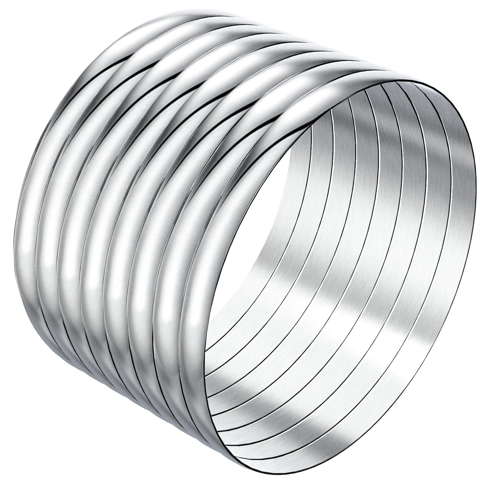 Linkidea Plus Size Bracelets for Women 8 Pack Extra Large Round Stainless Steel Bracelet Set Fashion Wrist Accessories