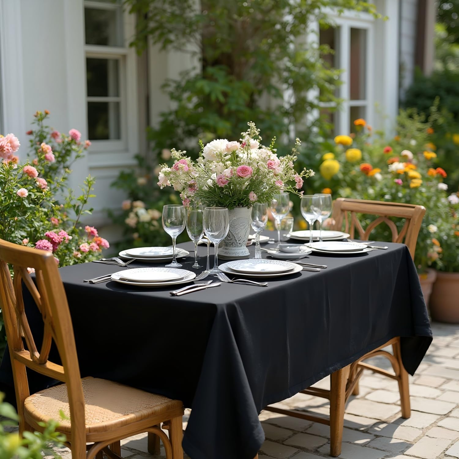 Sancua Lot De 2 Nappes Rectangulaires Noires De 1,2 M X 1,2 M