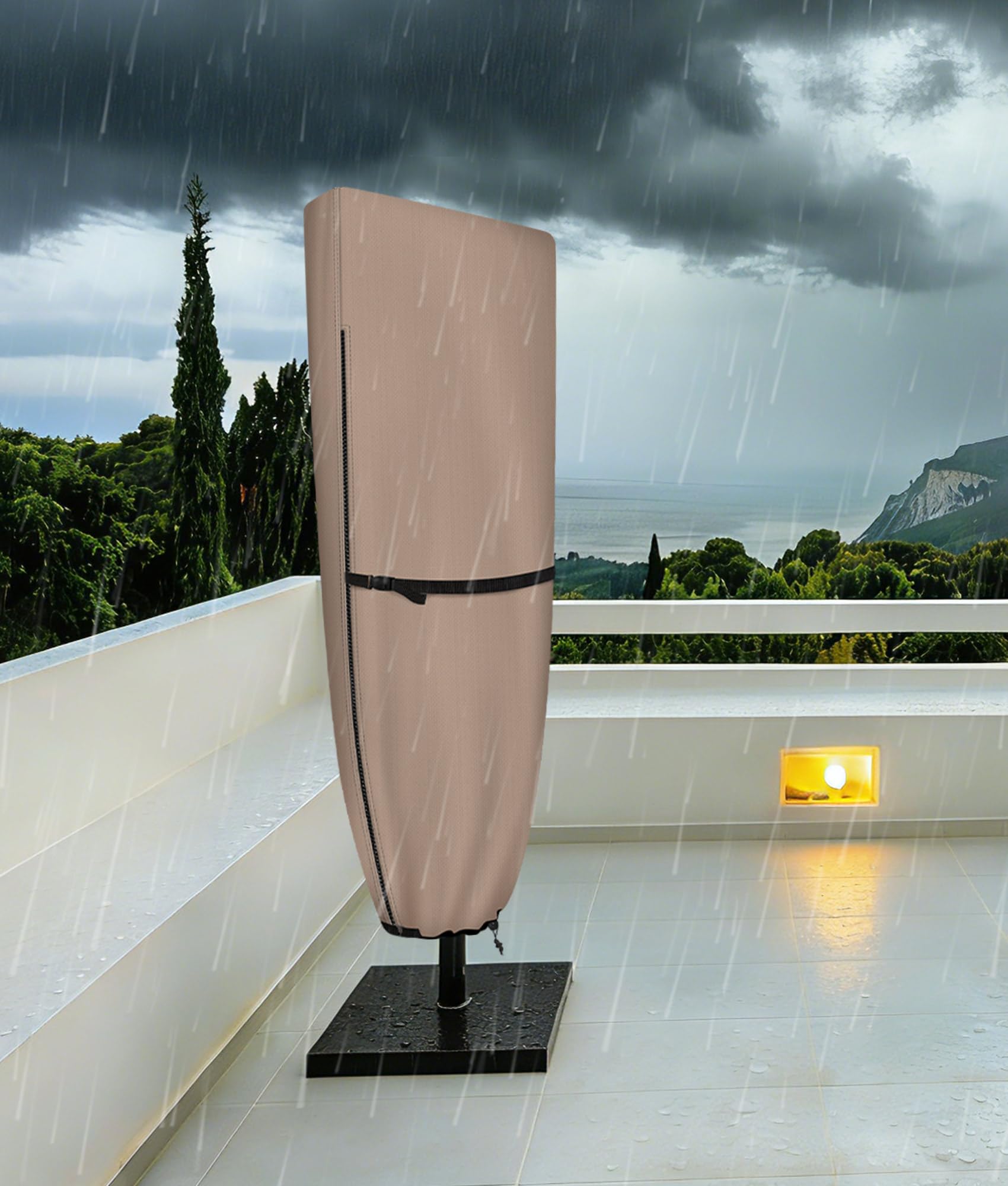 ULTCOVER Housse de parasol pour terrasse en tissu 600D imperméable, taille XL (convient aux parasols double face de 3,9 à 4,6 m)