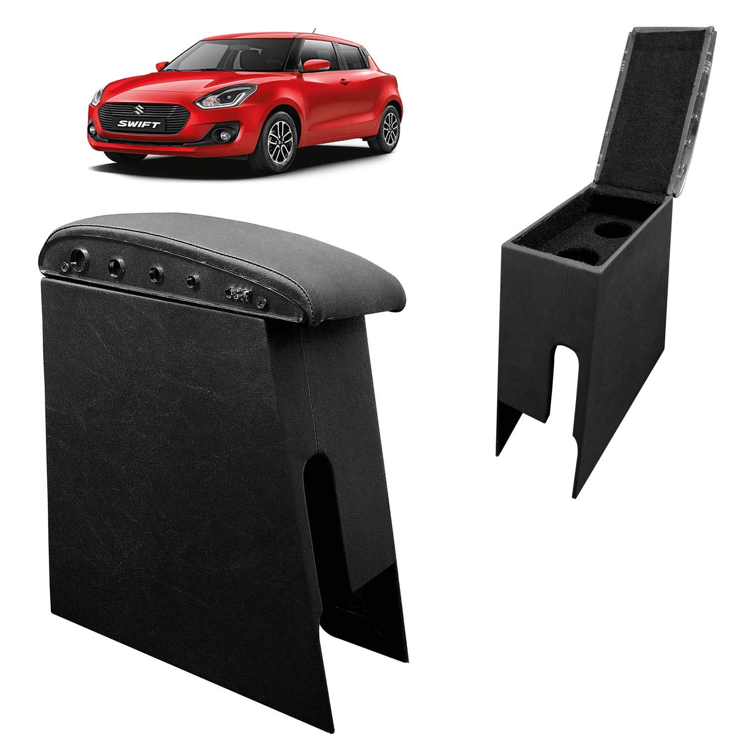 Maruti Suzuki Swift 2018 Car Center Armrests Console Napa Leatherette Fabric Wrap Special Design