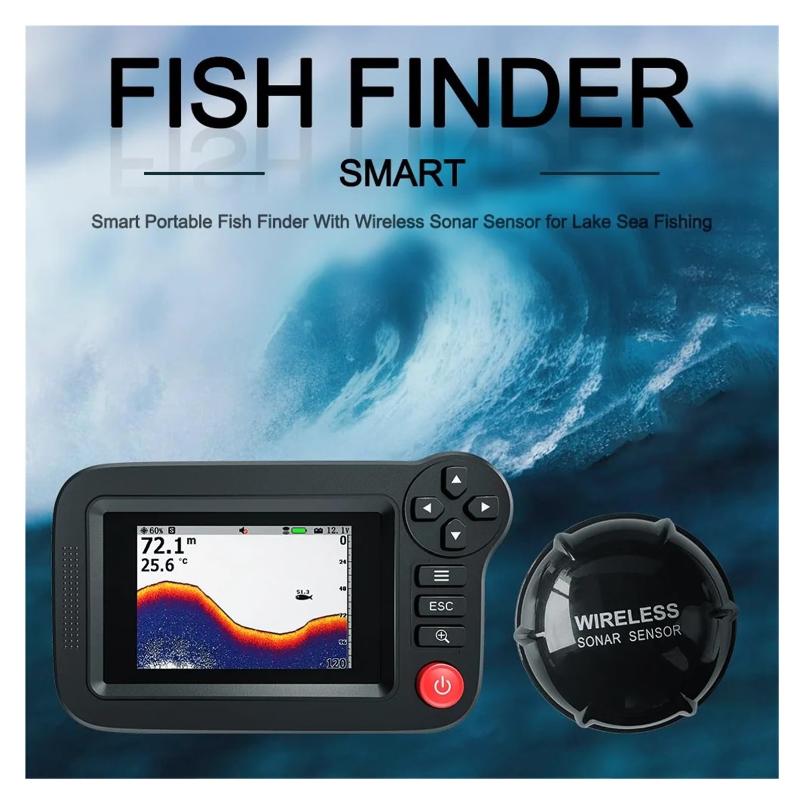Ecoscandaglio, Smart Fish Finder portatile e di profondità per la pesca ricreativa dal molo