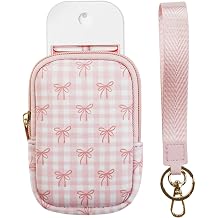 Hand Sanitizer Spray Case, Compatible with Touchland Hand Sanitizer Power Mist & Glow Mist 1 FL OZ/30 mL, Sanitizer Holder with Keychain for Travel Size, Makeup Bag for Women Gift Blush Bows