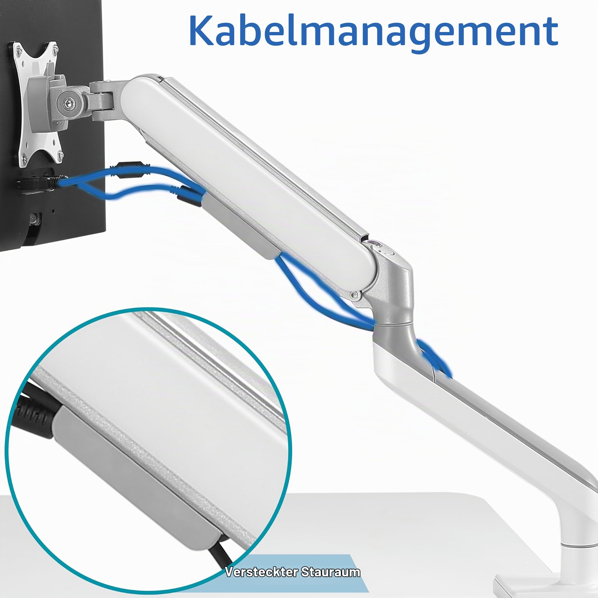 ETHU Heavy-Duty Dual Monitorarm, 2-Fach bis 17kg/17-45 Zoll, Gasfeder-Arme mit Neigung & Höhenverstellung, VESA 75/100, für Flachbildschirm und Curved (Weiß)
