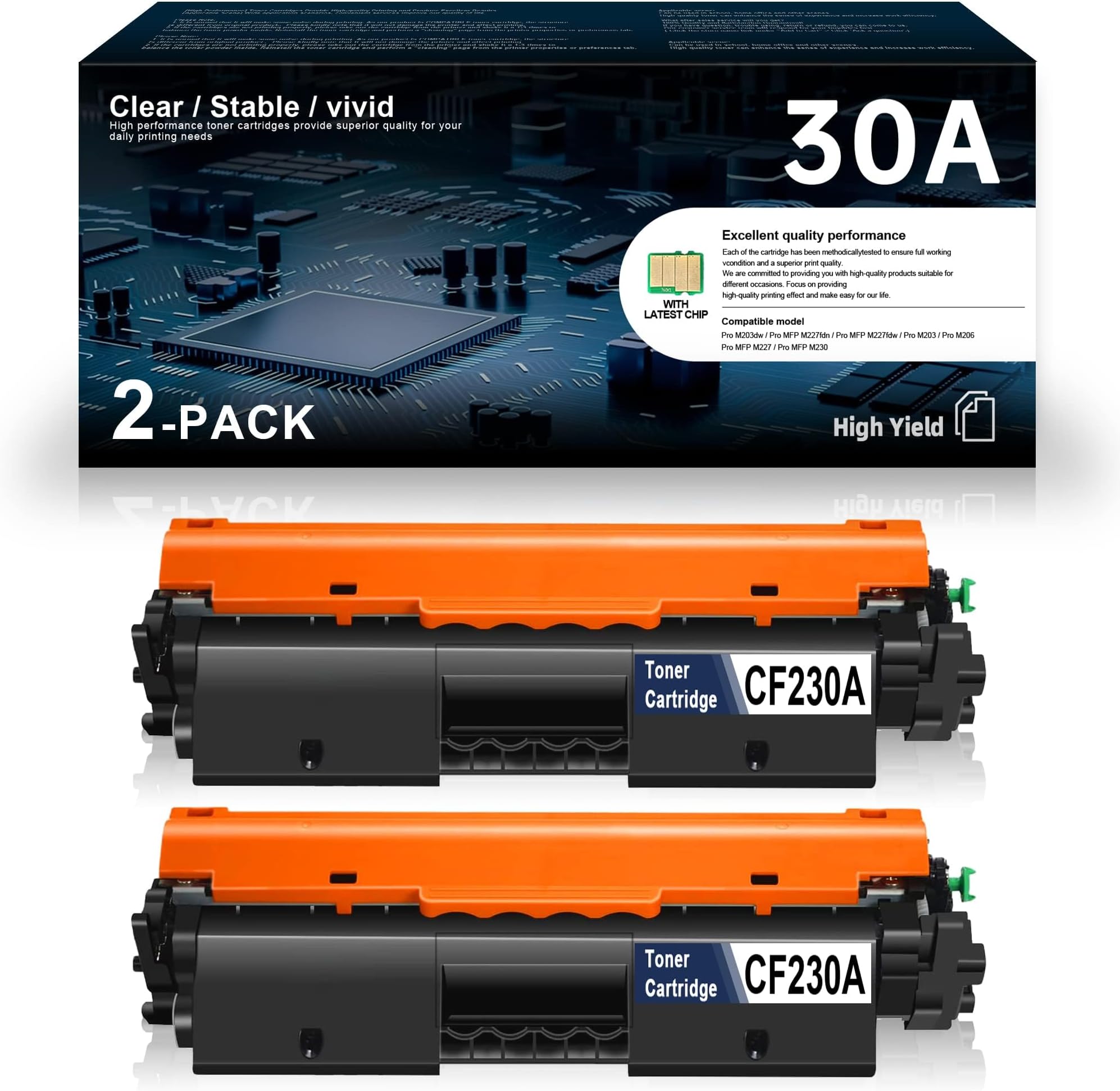 30A (CF230A) Toner Cartridge Black High Yield Replacement for HP 30A