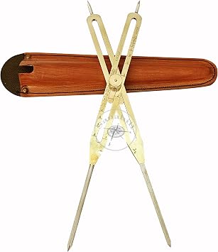 Solid Brass Proportional Divider 12 inch Survey Engineering Drafting Artist Tool with Leather Case, Golden, M