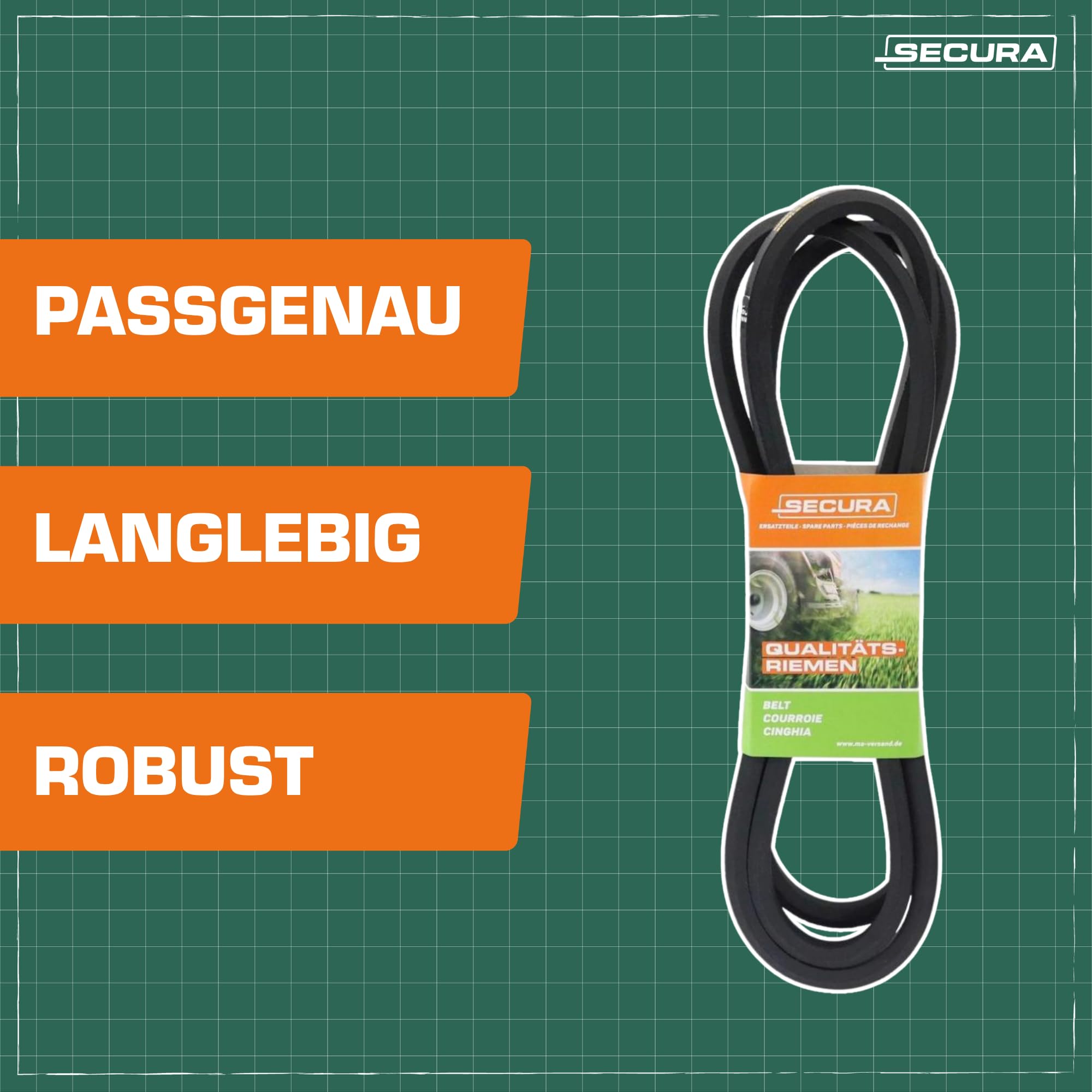 SECURA Courroie trapézoïdale hexagonale AA105 compatible avec tondeuse Husqvarna CT 131 135 151 CTH 155 171
