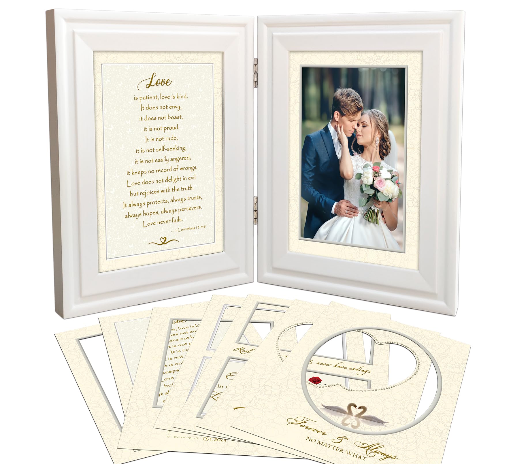 Wedding Picture Frames 2025 - Wedding Gifts for Couples, Lover, Wife, Husband - 7 Mats Included