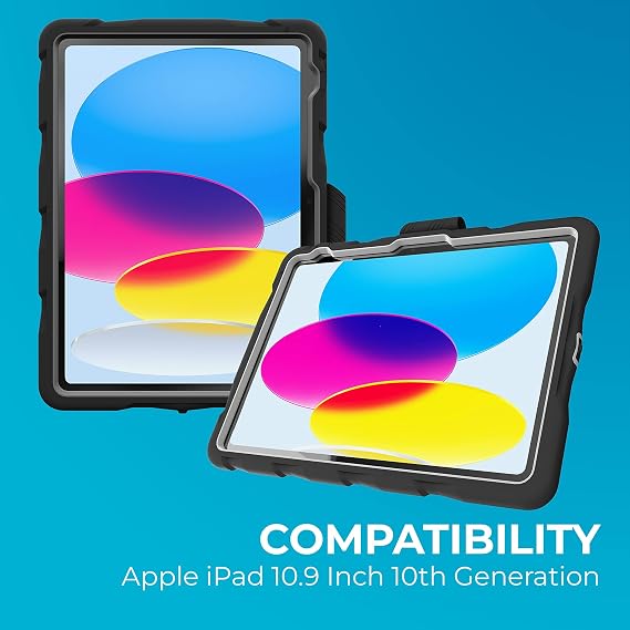 Gumdrop Hideaway Rugged iPad case Fits Apple 11 Generation A16 & 10th Gen Drop Tested Cover-Black