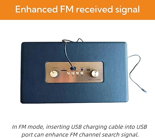 Miniatura 10 de Altavoz Bluetooth retro portátil con entrada auxiliar de radio FM, entrada auxiliar de agudosbajos, puerto USB, ranura para tarjeta micro SD,