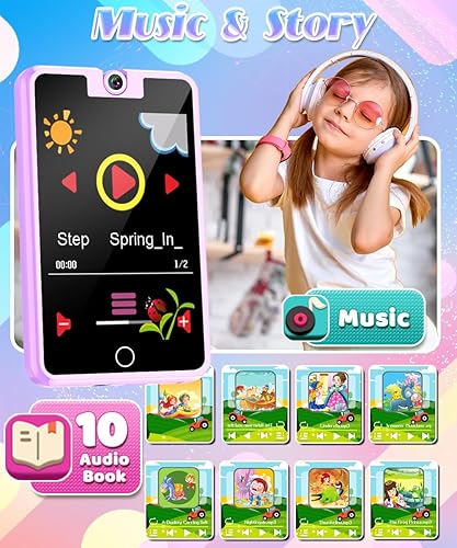 Miniatura 6 de Teléfono inteligente de juguete para niños y niñas de 3 a 8 años, pantalla táctil, juguete de aprendizaje con tarjetas de palabras, 28 juegos,