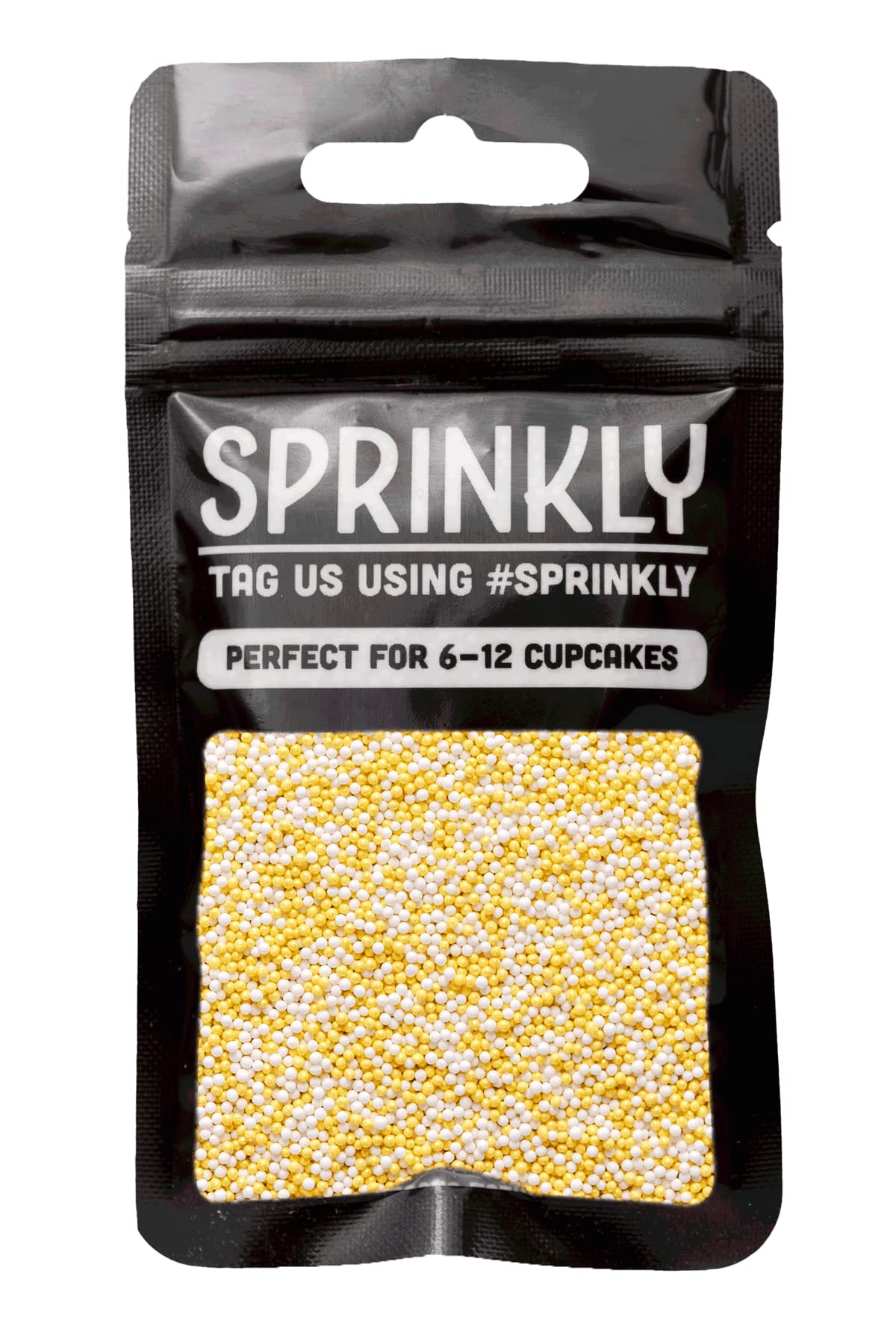 White & Pearl Gold Mini Sugar Balls 30g (Approx 1mm Diameter) for Cake or Cupcake Decorations