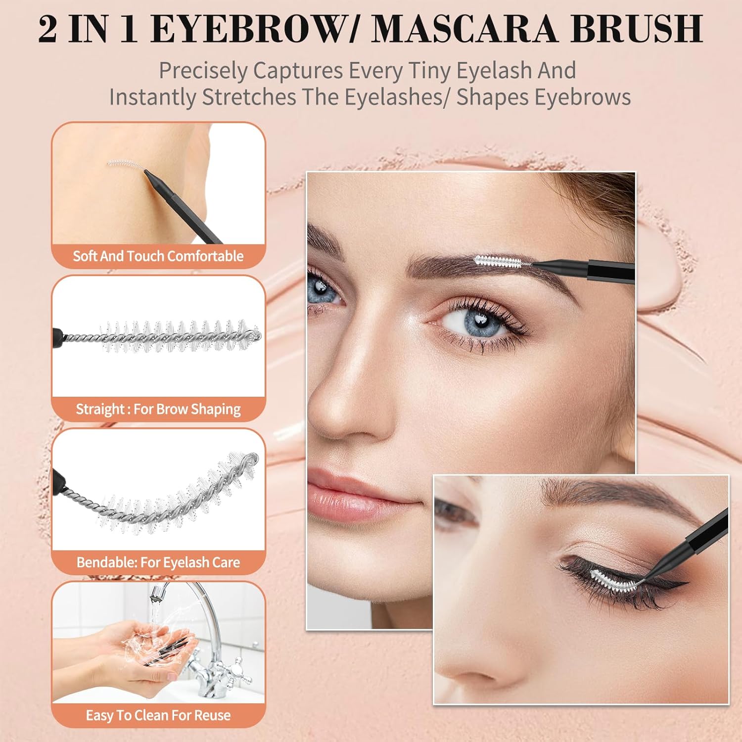 Micro Eyebrow Brush with - Eyebrow Tinting, Lash Filler, Brow
