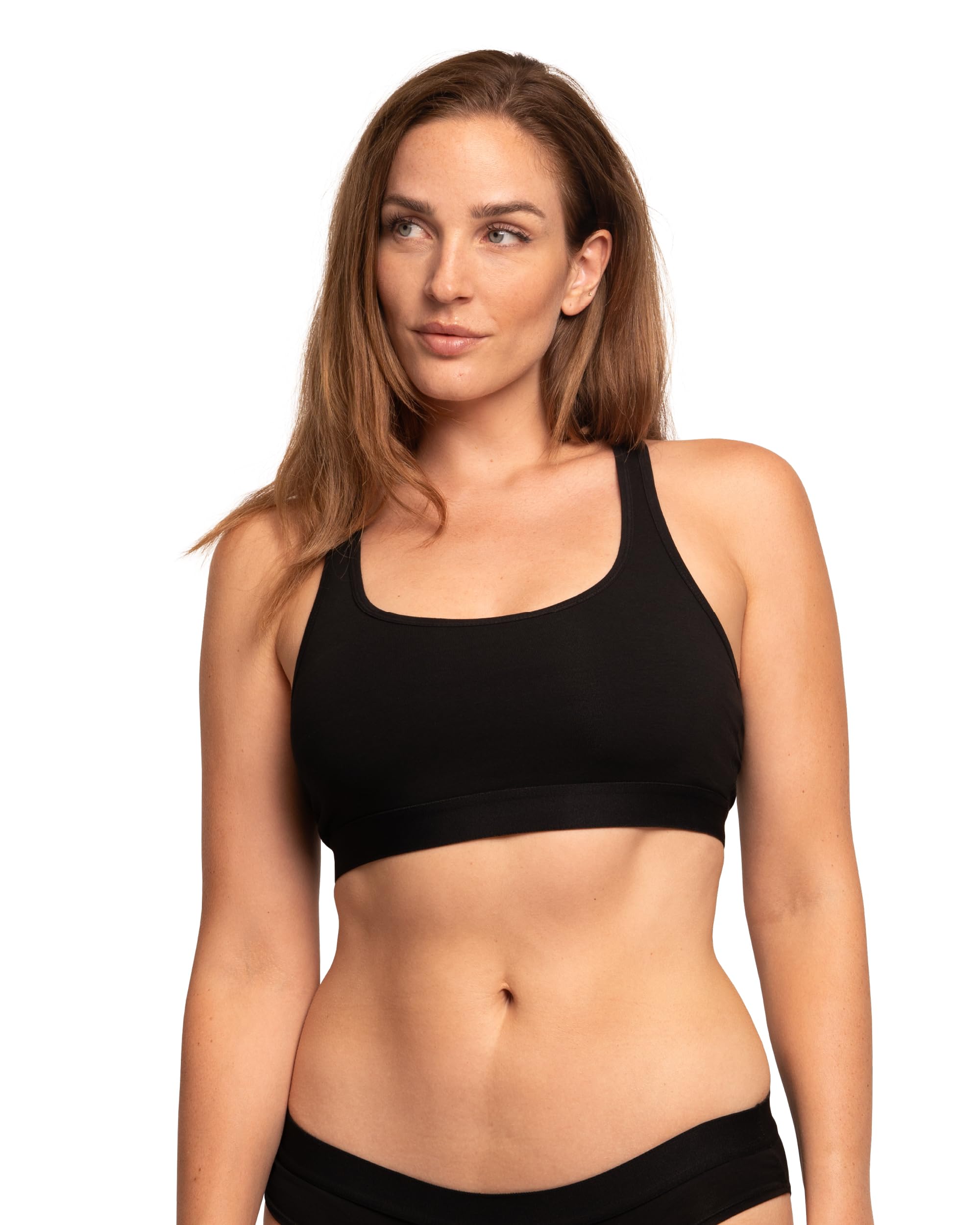 DANISH ENDURANCE Women’s Organic Cotton Bralette 1 Pack Black Blue Grey Comfort Bra (Black, X-Small)