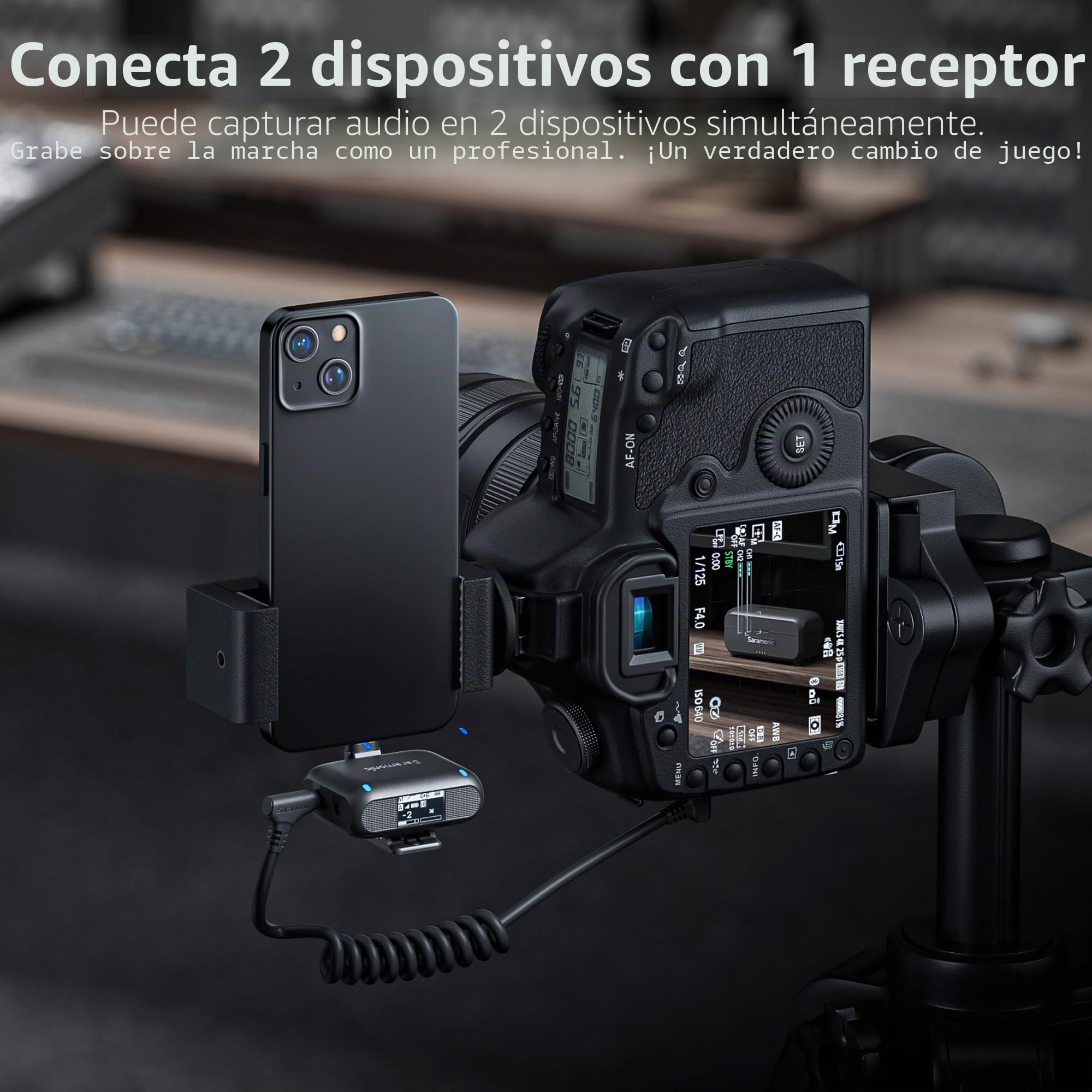 Saramonic BLINK500B2+ - Micrófono Lavalier inalámbrico para iPhone Android Tipo C, cámara de teléfono Inteligente, Alcance de 522 pies, duración de la batería de 20 Horas, micrófono de Solapa