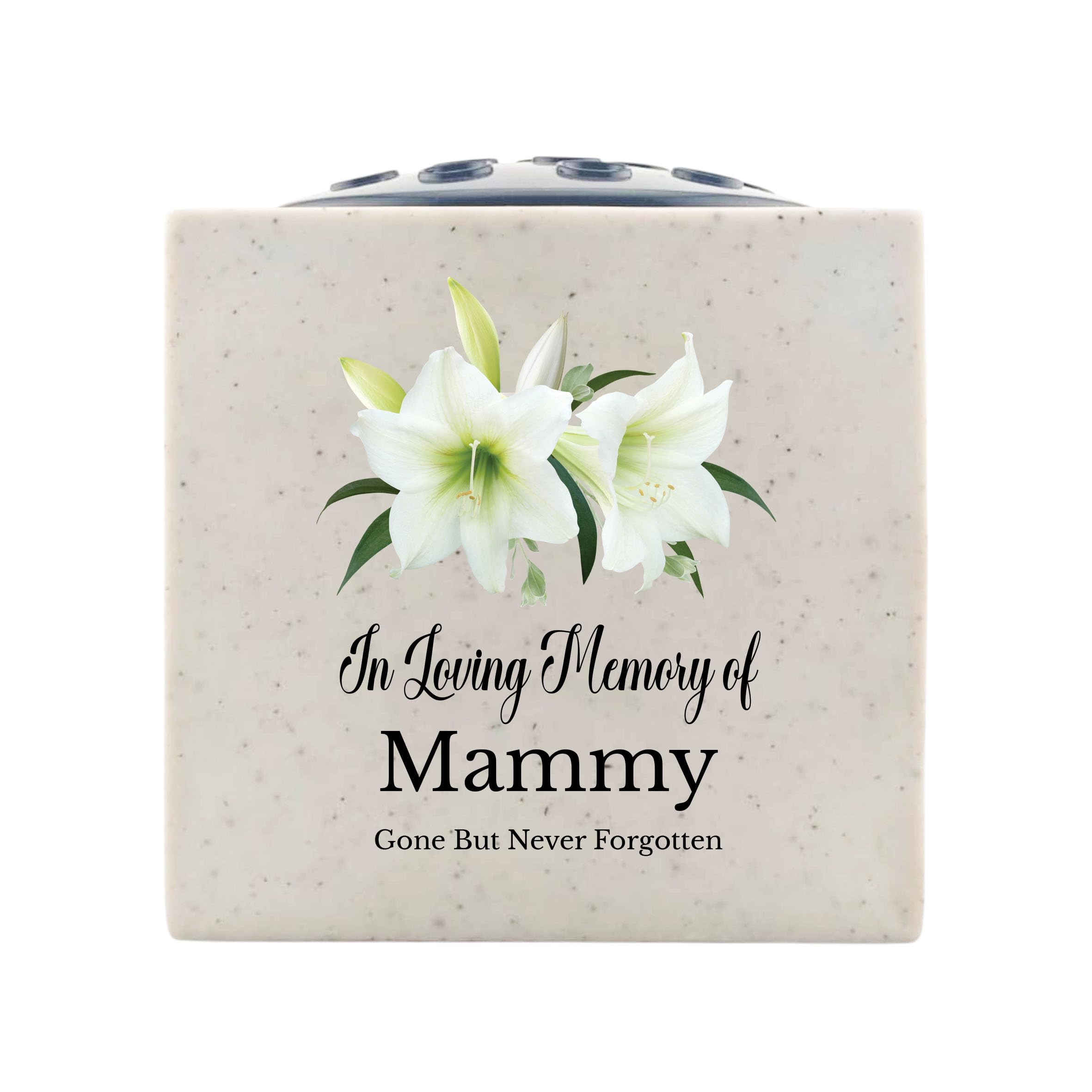In Loving Memory Of Memorial Rose Bowl Grave Marker Flower Pot Vase With Lily Design (UV PRINTED) (Mammy)