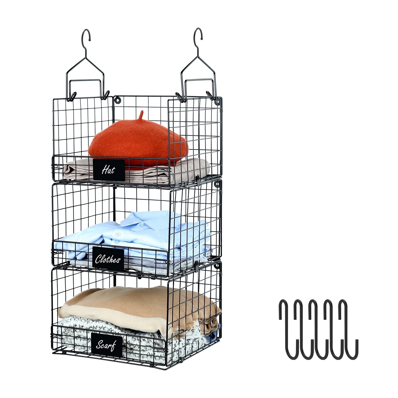 Buy 3 Tier Foldable Closet Hanging Organizer with Name Plate, Clothes