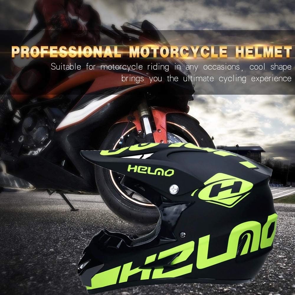 Unisexo Integral Casco de Motocross, con Gafas Guantes Mascarilla, Juventud Niño Todoterreno Moto BMX MTB ATV Cascos, Cuesta Abajo Quad Dirt Bike Enduro Casco, Regalo para Niño y Niña