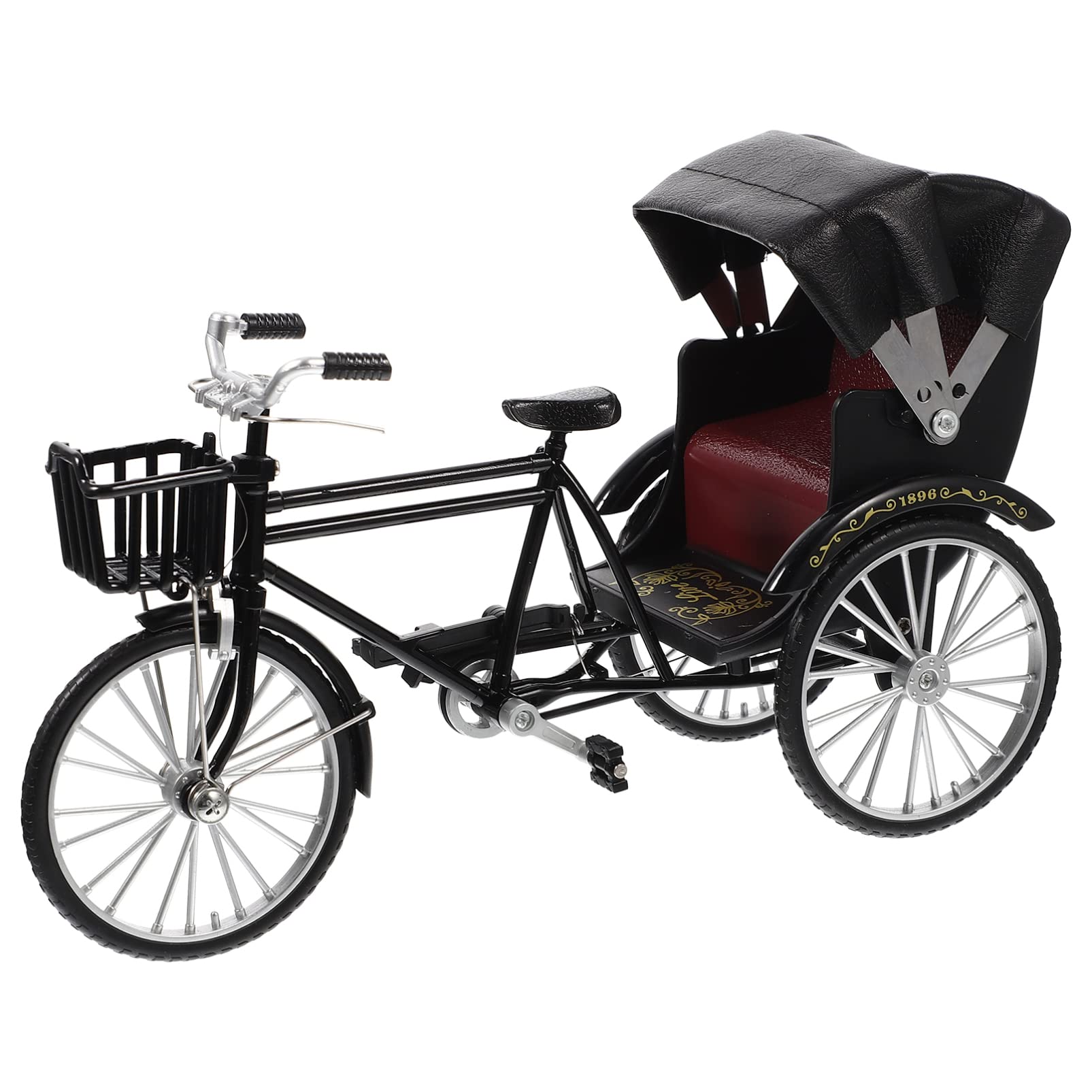 FOMIYES Vintage Home Decor Retro Rickshaw Figurine Vintage Jinrikisha Model Metal Handmade Decoration Art Collectible Statue Classic Rickshaw Sculpture for Home Desktop Black Minibike