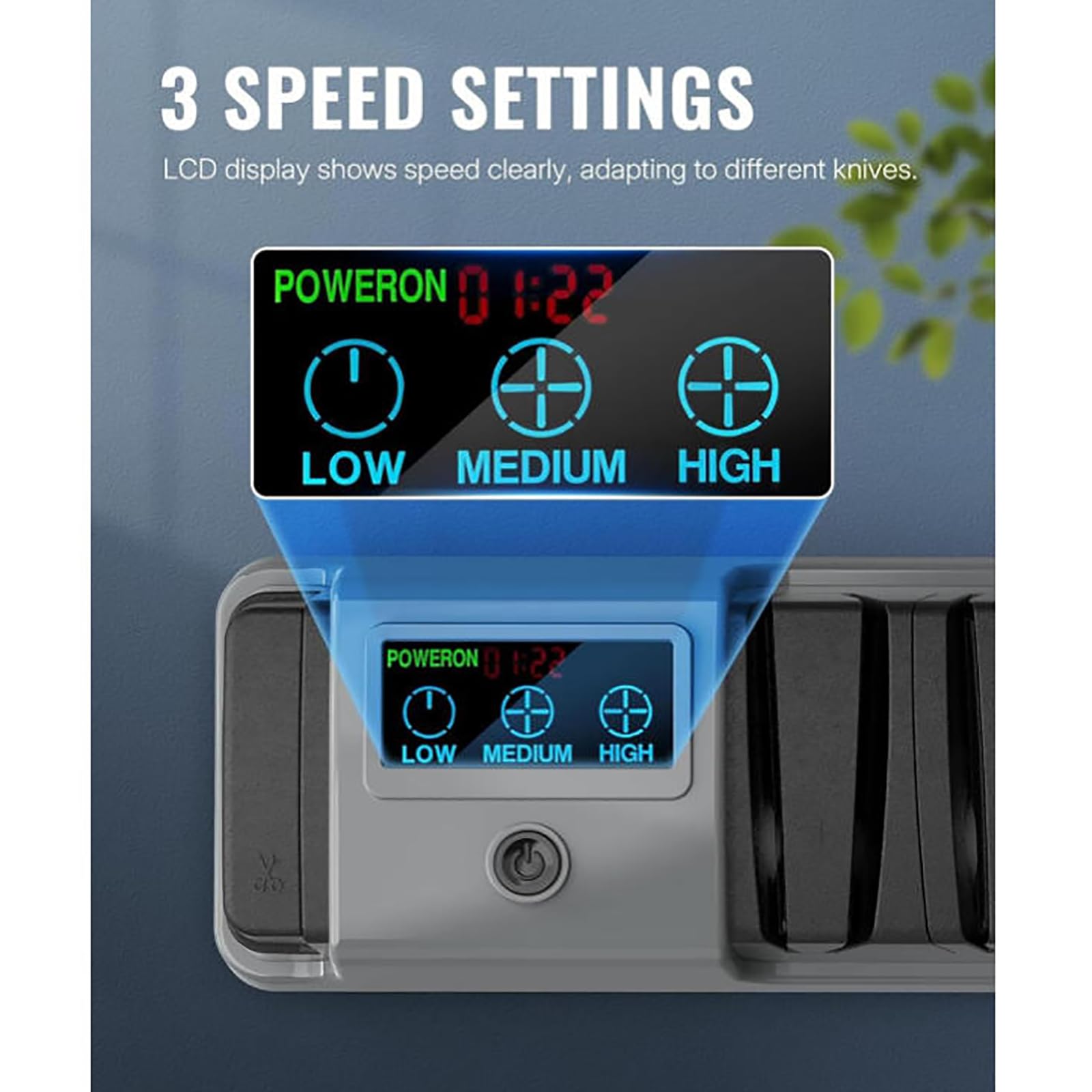 MObyat Affilacoltelli Elettrico 3rd Gear, affilacoltelli Elettrico Professionale a 3 stadi per coltelli da Cucina, Schermo LCD, abrasivo diamantato al 100%, per coltelli Dritti, seghettati