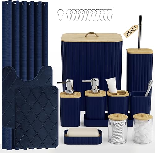 Miniatura 14 de Juego de accesorios de baño InnJoey - Juego de baño de 10 piezas, juego de baño gris, juego de accesorios de baño, cepillo de inodoro, bote de